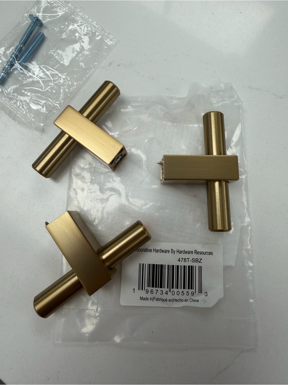 2-3/8" "T" Knob in Satin Bronze by Jeffrey Alexander Set of 3